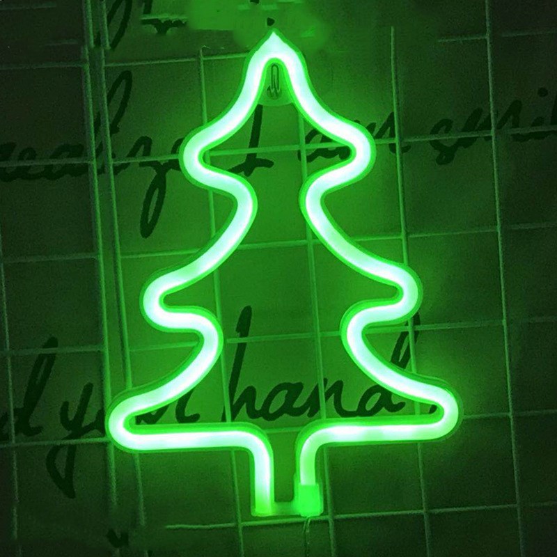 Neon Light Shape Neon Light Shape displayed in a festive scene with various light shapes on decorative trees.