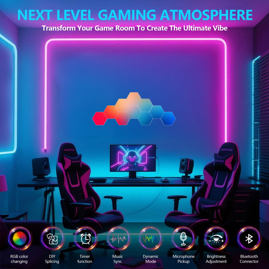 RGB hexagon LED wall lights